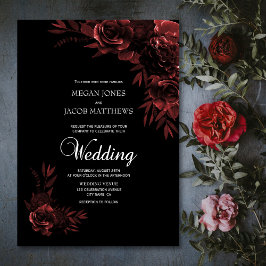 Convite Casamento Floral Elegante de Negro e Cobre