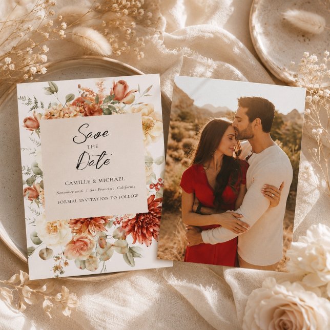 Convite Casamento Floral Elegante de Outono (Criador carregado)