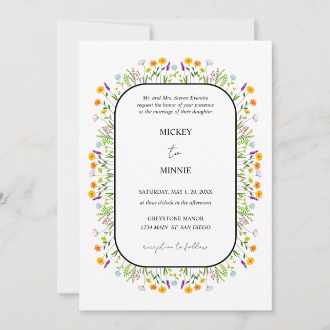 Convite Casamento Floral Elegante de Primavera (Frente)