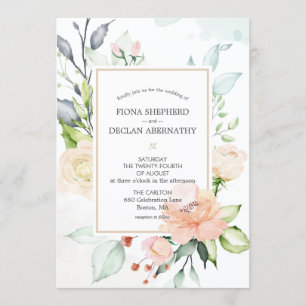 Convite Casamento Floral Elegante de Solstício de Verão