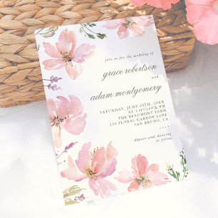 Convite Casamento Floral Elegante e Moderno Primavera Wate