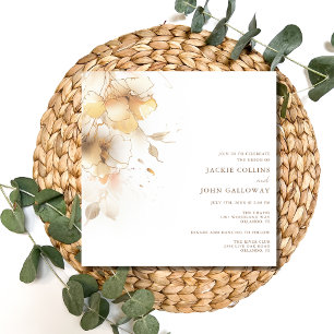 Convite Casamento Floral Elegante e Romântico de Outono