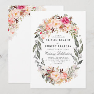 Convite Casamento floral elegante e rústico