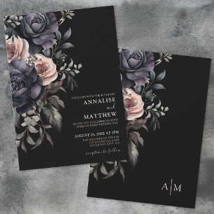 Convite Casamento Floral Elegante e Sombrio