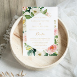 Convite Casamento Floral Elegante Geométrico e Verde Doura