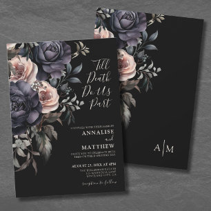 Convite Casamento Floral Elegante Gótico Rosas