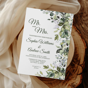 Convite Casamento Floral Elegante Greenery