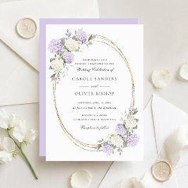 Convite Casamento Floral Elegante Hortênsia Roxa Verde