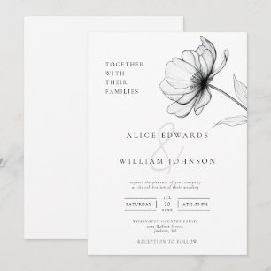 Convite Casamento Floral Elegante Minimalista