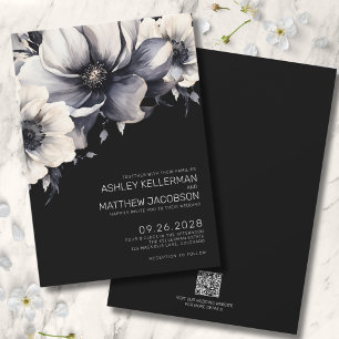 Convite Casamento Floral Elegante Moderno Preto