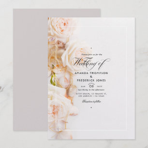 Convite Casamento Floral Elegante na Praia