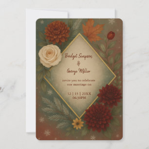 Convite casamento floral elegante no outono