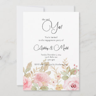 Convite Casamento Floral Elegante Personalizado Noivado