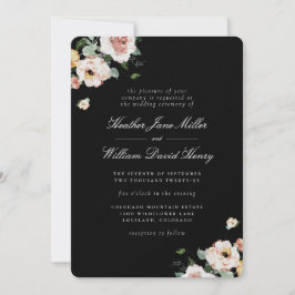 Convite Casamento Floral Elegante Preto