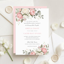 Casamento Floral Elegante Rosa Bege com Verdura