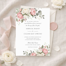 Casamento Floral Elegante Rosa Bege com Verdura