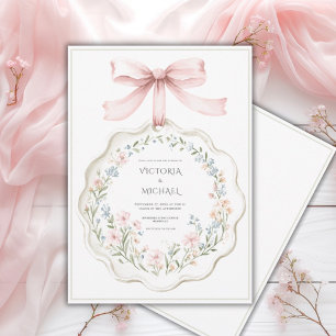 Convite Casamento Floral Elegante Rosa Sage Verde Vintage