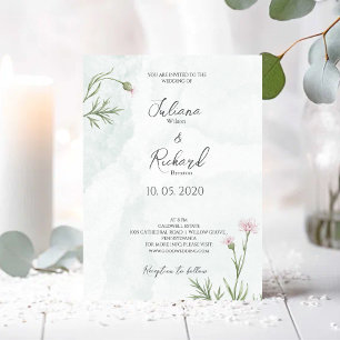 Convite Casamento Floral Elegante Rustic Pink Poppy