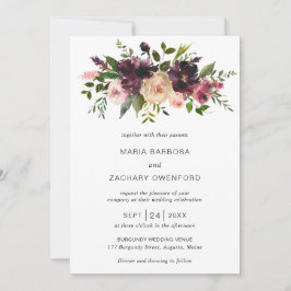 Convite Casamento Floral Elegante Simples De Queda De Burg