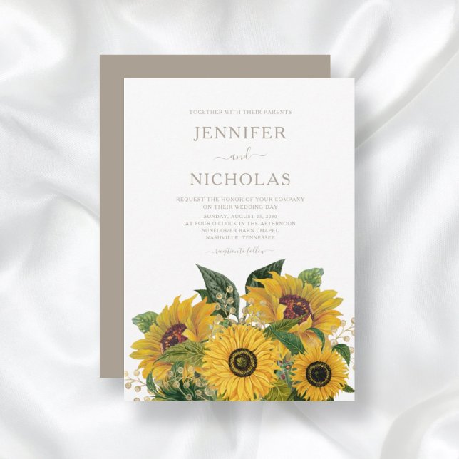 Convite Casamento Floral Elegante Taupe (Criador carregado)