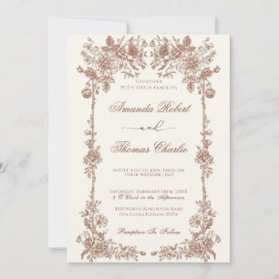 Convite Casamento floral Elegante Vintage