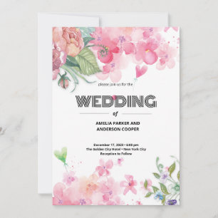 Convite Casamento Floral em Aquarela