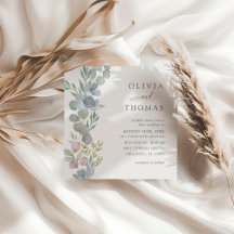 Casamento Floral em Aquarela Azul Elegante
