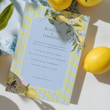 Casamento Floral em Aquarela Azul Pastel Cítrico