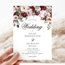 Casamento Floral em Aquarela Burgundy e Blush Eleg
