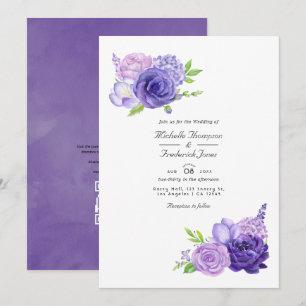 Convite Casamento Floral em Aquarela com Código QR Ultravi