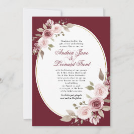 Convite Casamento Floral em Aquarela com Letra Elegante Bu