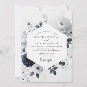 Convite Casamento Floral em Aquarela de Carvão