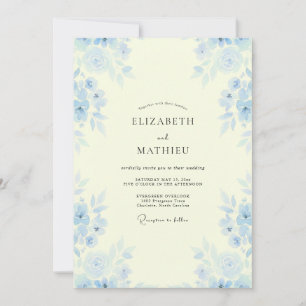 Convite Casamento Floral em Aquarela de Milho Amarelo Clar