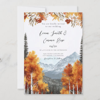 Convite Casamento Floral em Aquarela de Outono Elegante