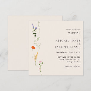 Convite Casamento Floral em Aquarela de Verão Quadrado