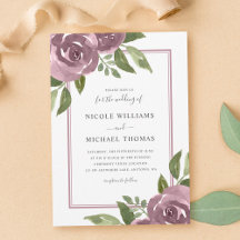 Casamento Floral em Aquarela Elegante Poeira Mauve