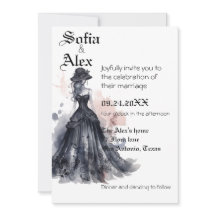 Casamento floral em aquarela gótica preta