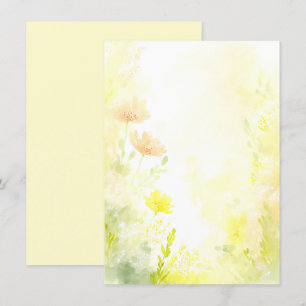 Convite Casamento floral em aquarela laranja e amarelo em