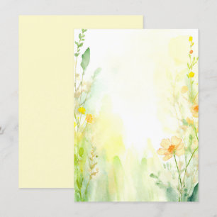 Convite Casamento floral em aquarela laranja e amarelo em 