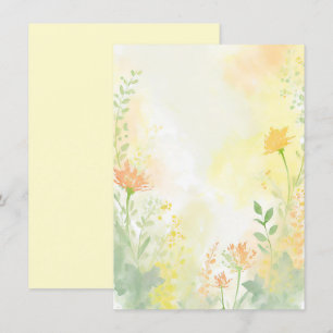 Convite Casamento floral em aquarela laranja e amarelo em 
