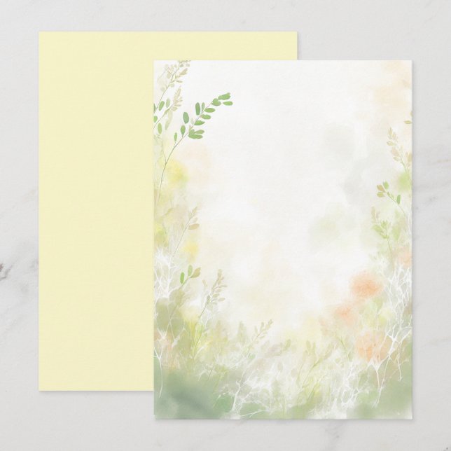 Convite Casamento floral em aquarela laranja e amarelo em  (Frente/Verso)