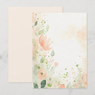 Convite Casamento floral em aquarela laranja e pêssego em