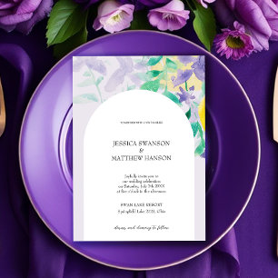 Convite Casamento Floral em Aquarela Lilás Boêmio
