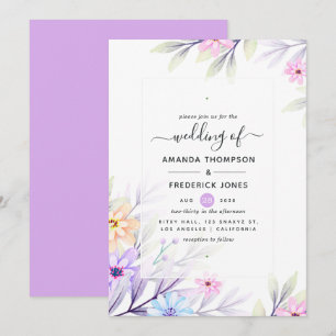 Convite Casamento Floral em Aquarela Pastel