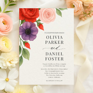 Convite Casamento Floral em Aquarela Romântica