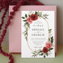 Casamento Floral em Aquarela Romântica em Vermelho