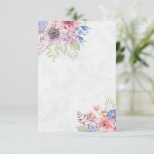 Convite Casamento floral em aquarela rosa e azul claro