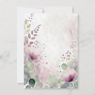 Convite Casamento floral em aquarela rosa e roxa em branco
