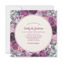 Casamento Floral em Aquarela Roxa Jardim Boêmio