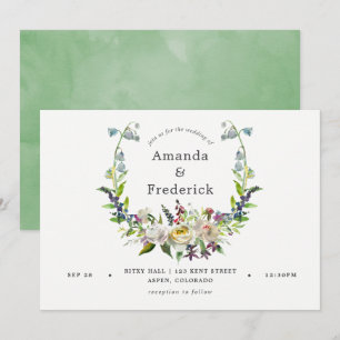 Convite Casamento Floral em Aquarela Verde e Branco